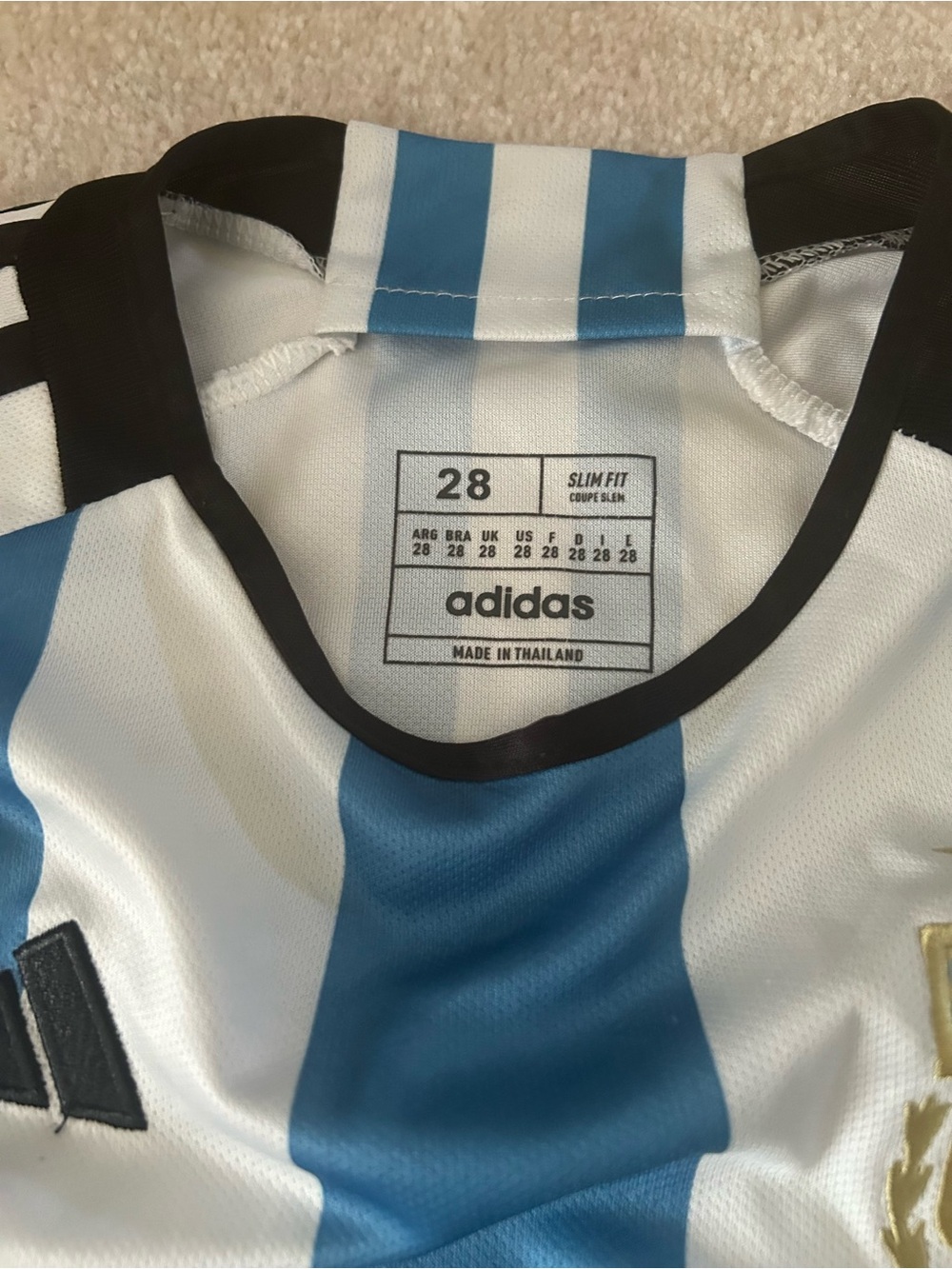 Lionel Messi adidas Argentina Youth Blue White Soccer Jersey - Picture 3 of 10